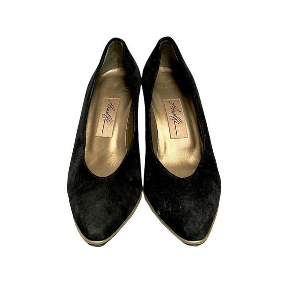 Vintage Black Suede Heels - Picture 6 of 11